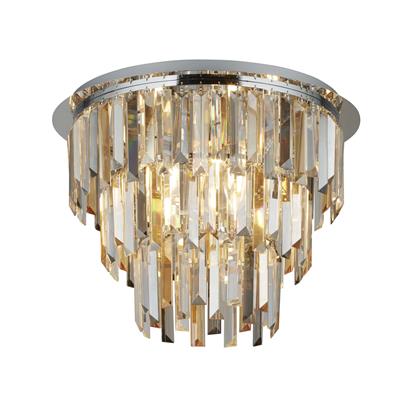 CLARISSA 5LT FLUSH CEILING LIGHT - CHROME & GLASS PRISMS