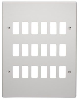 Crabtree Rockergrid 18 Gang Flush Metal White Grid Plate