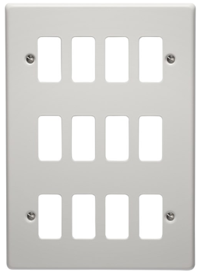 Crabtree Rockergrid 12 Gang Flush Metal White Grid Plate