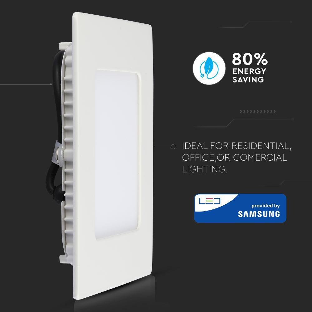 V-TAC 704 - VT-606SQ 6W LED PREMIUM PANEL SAMSUNG CHIP 4000K SQUARE