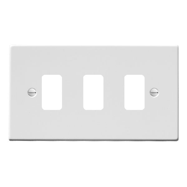 Hamilton Hartland Gloss White 3 Gang Grid Fix Aperture Plate with Grid