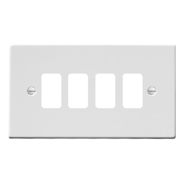 Hamilton Hartland Gloss White 4 Gang Grid Fix Aperture Plate with Grid