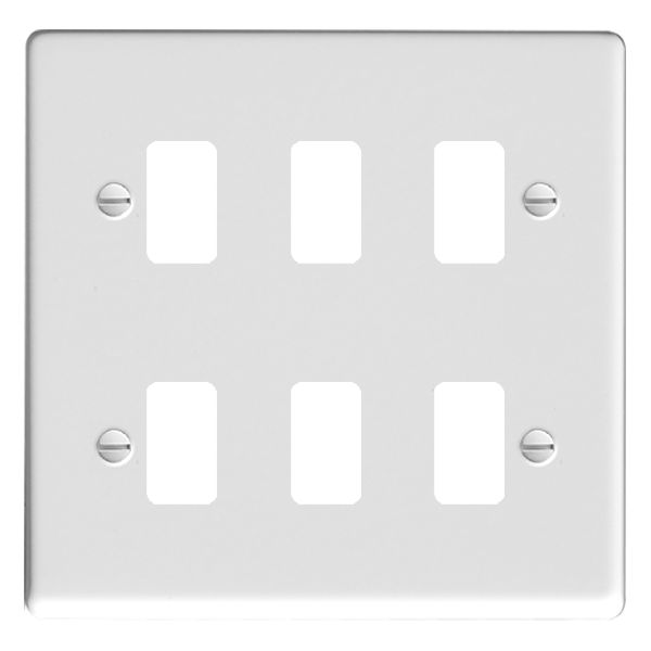 Hamilton Hartland Gloss White 6 Gang Grid Fix Aperture Plate with Grid