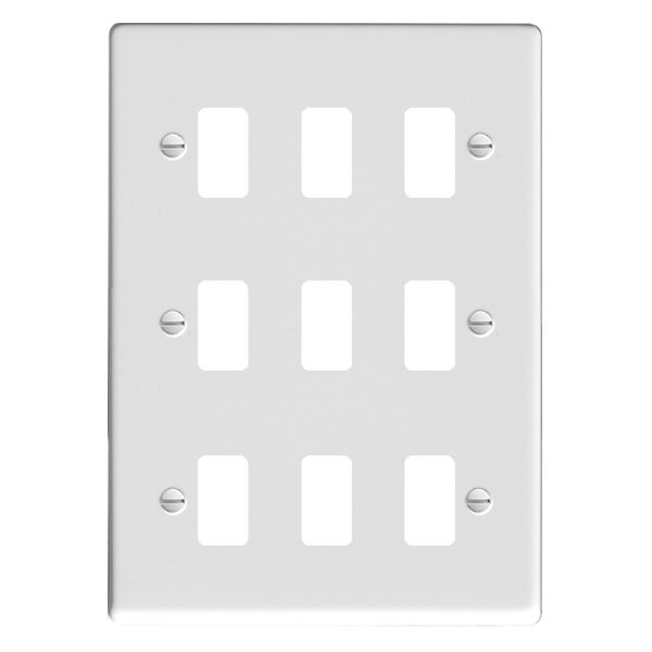 Hamilton Hartland Gloss White 9 Gang Grid Fix Aperture Plate with Grid