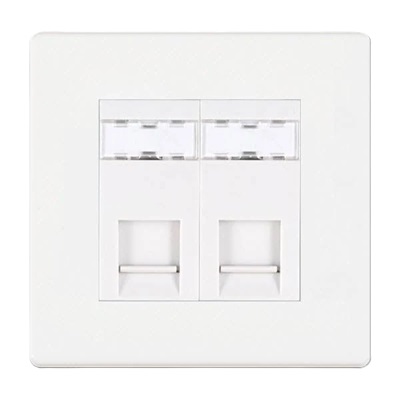 Hamilton Hartland CFX Gloss White 2 Gang Unshielded RJ12 Socket with White Insert