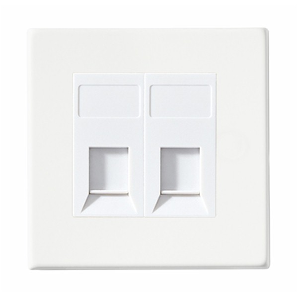 Hamilton Hartland CFX Gloss White 2 Gang Unshielded RJ45 CAT 5E Socket with White Insert