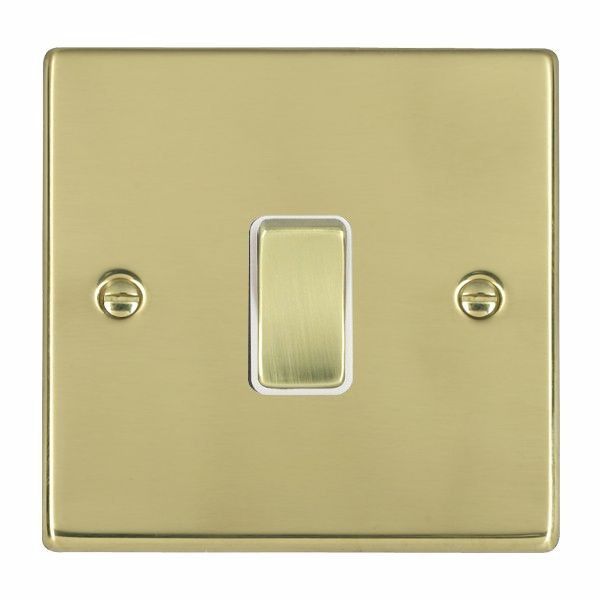 Hamilton Hartland Polished Brass 20AX Double Pole Switch with Polished Brass Rocker and White Surround