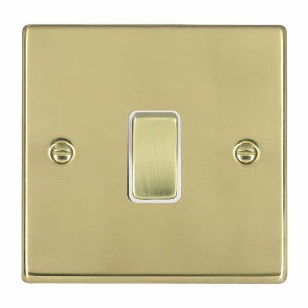 Hamilton Hartland Polished Brass 20AX Double Pole Switch with Polished Brass Rocker and White Surround