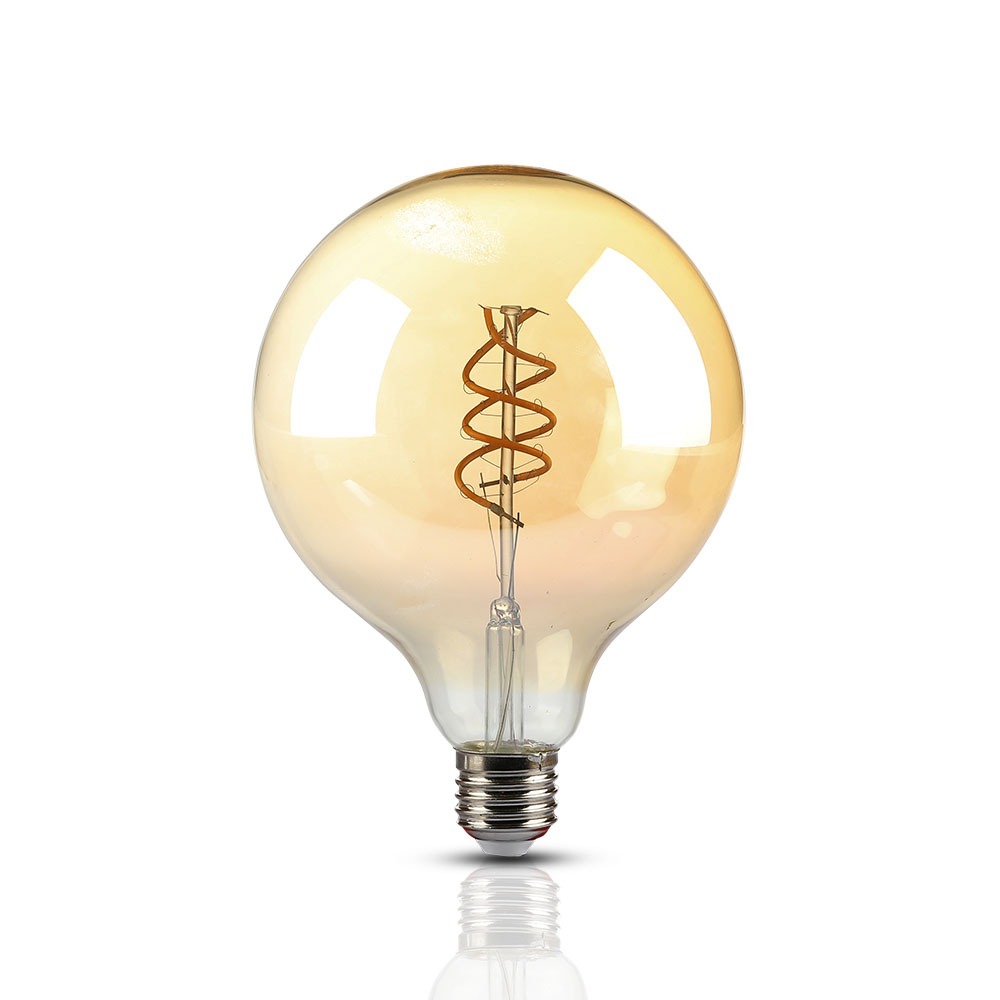 V-TAC 7328 - VT-2126 6W G125 LED DOUBLE SPIRAL FILAMENT BULB AMBER GLASS 2200K E27