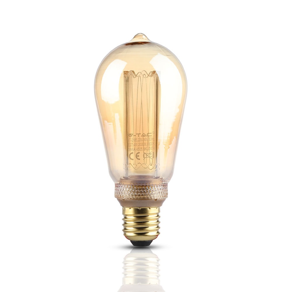 VT-2185 4W ST64 LED ART FILAMENT BULB-AMBER GLASS COLORCODE:1800K E27