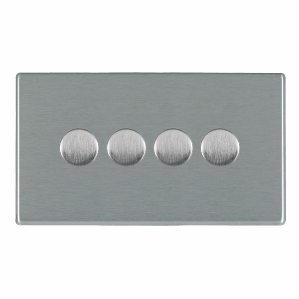 Hamilton Hartland CFX Satin Steel Effect 4g 100W LED 2 Way Push On/Off Rotary Dimmer Satin Steel