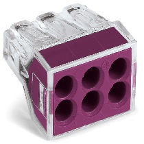 Wago Push Wire Connector 6 way - Violet (x50)