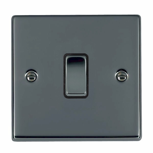 Hamilton 78R21BK-B Hartland Black Nickel 1 Gang 10AX 2 Way Switch with Black Rocker and Black Surround