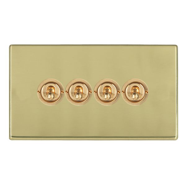 Hamilton Hartland G2 Polished Brass 4 Gang 20AX 2 Way Toggle Switch with Polished Brass Toggles