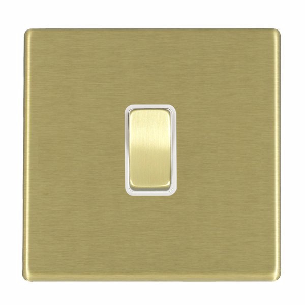 Hamilton 7G22R21SB-W Hartland G2 Satin Brass 1 Gang 10AX 2 Way Switch with Satin Brass Rocker and White Surround