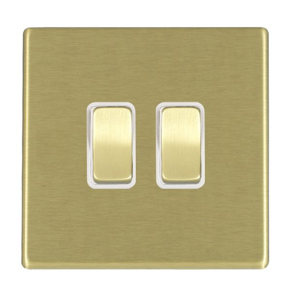 Hamilton 7G22R32SB-W Hartland G2 Satin Brass 1 Gang 10AX Intermediate Switch with Satin Brass Rocker and White Surround