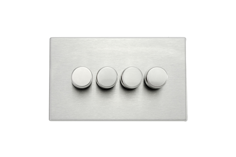 Hamilton Hartland G2 Satin Steel 4G 100W LED 2 Way Push On/Off Rotary Dimmer Satin Steel