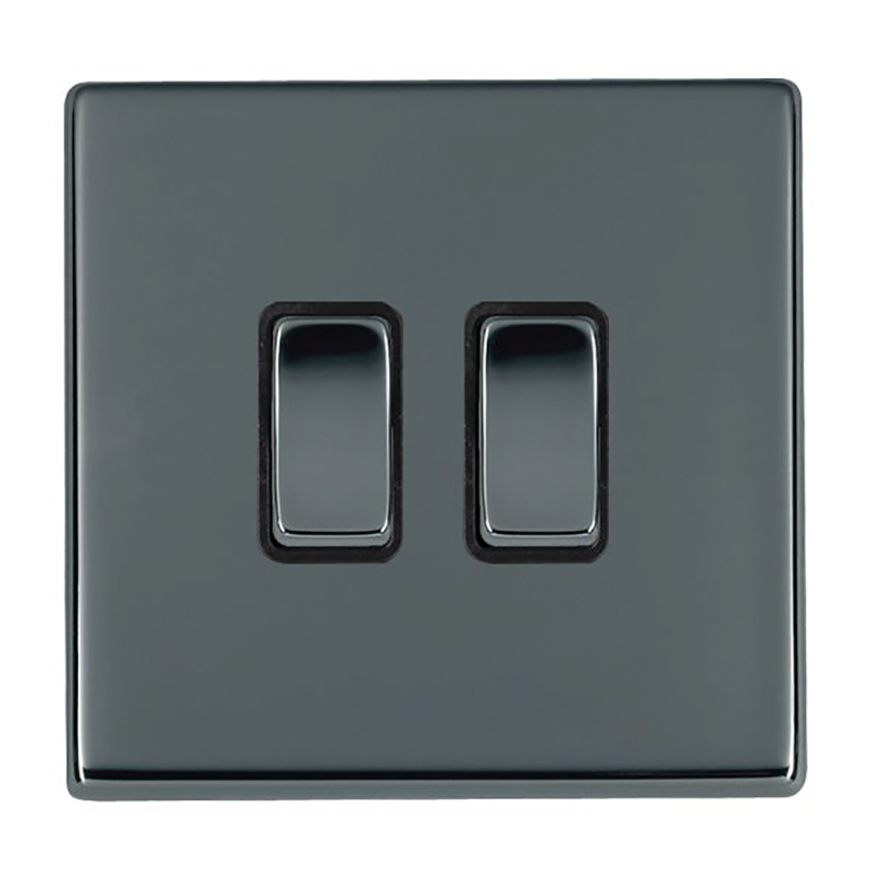 Hamilton 7G28R32BK-B Hartland G2 Black Nickel 2 Gang 10AX Intermediate Switch with Black Nickel Rocker and Black Surround