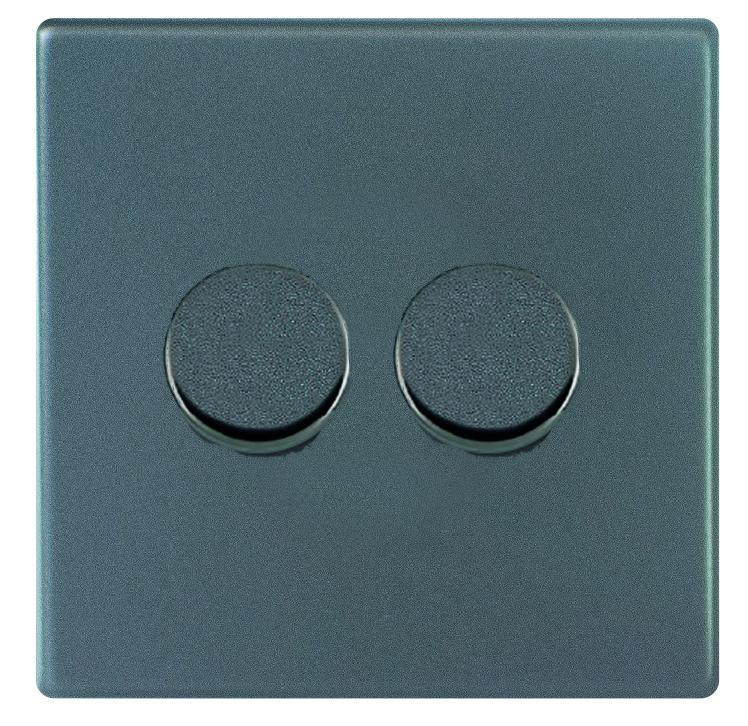 Hartland G2 Anthra Gray 2G 100W LED 2 Way Push On/Off Rotary Dimmer Anthra Gray