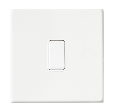 Hamilton 7G2MWR31WH-W Hartland G2 Matt White 1 Gang 10AX Intermediate Switch with White Rocker and white Surround