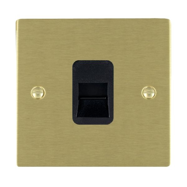 Hamilton Sheer Satin Brass 1 Gang Telephone Slave Socket with Black Insert