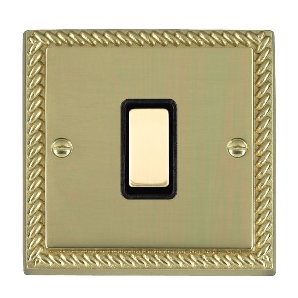 Hamilton 901XTMPB-B Cheriton Georgian Polished Brass 1 Gang 250W/210VA Multi-Way Touch Master Dimmer with Polished Brass Insert and Black Surround