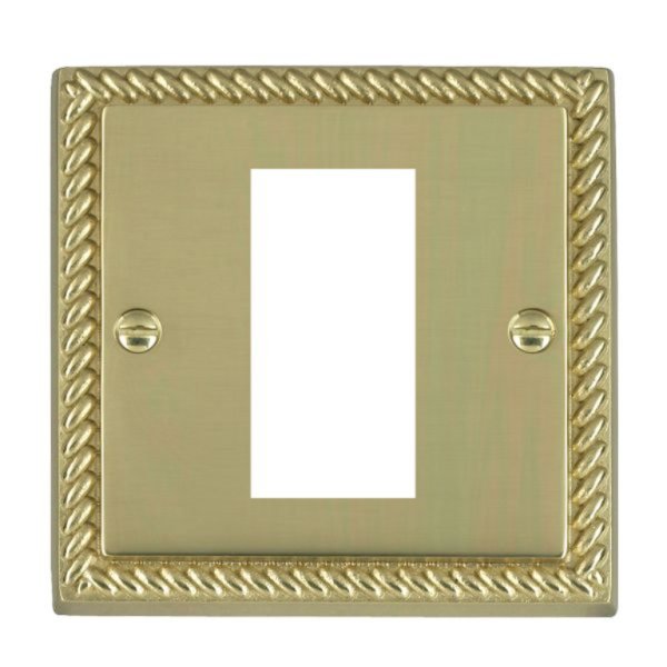 Hamilton 90EURO1 Cheriton Georgian Polished Brass 1 Module EuroFix 25x50mm Aperture Plate with Grid