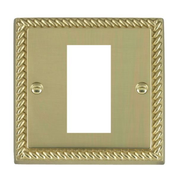 Hamilton 90EURO1 Cheriton Georgian Polished Brass 1 Module EuroFix 25x50mm Aperture Plate with Grid