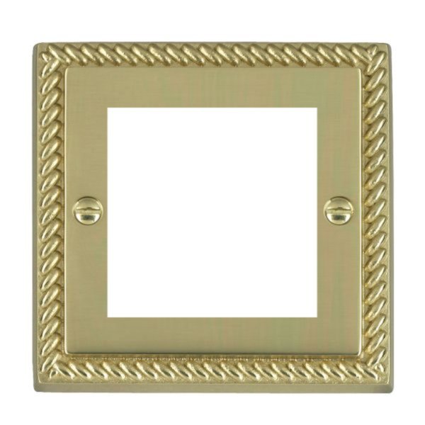 Hamilton 90EURO2 Cheriton Georgian Polished Brass 2 Module EuroFix 50x50mm Aperture Plate with Grid