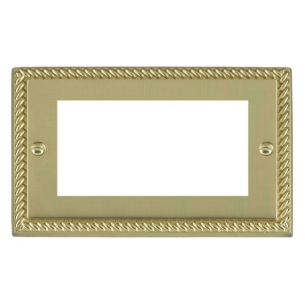 Hamilton 90EURO4 Cheriton Georgian Polished Brass 4 Module EuroFix 100x50mm Aperture Plate with Grid