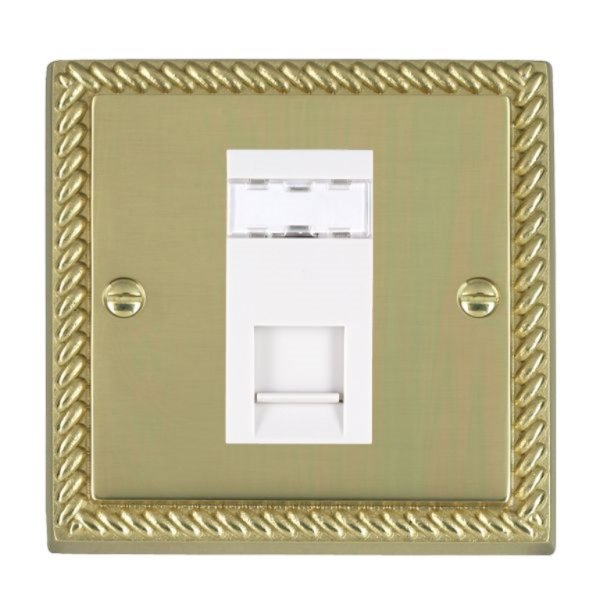 Hamilton 90J12W Cheriton Georgian Polished Brass 1 Gang Unshielded RJ12 Socket with White Insert