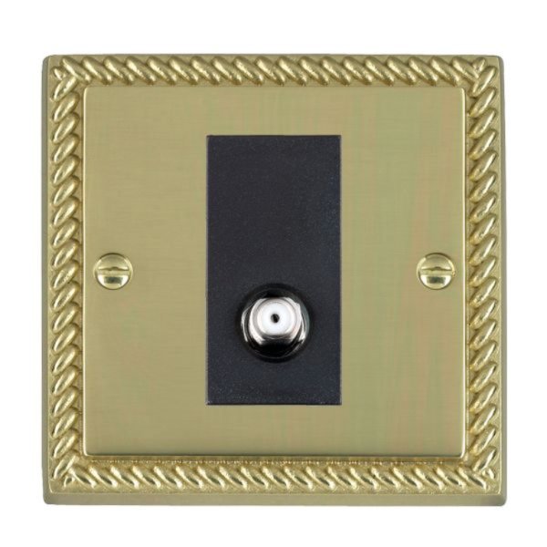 Hamilton 90SATIB Cheriton Georgian Polished Brass 1 Gang Isolated Satellite Socket with Black Insert