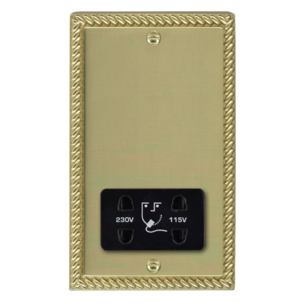 Hamilton 90SHSB Cheriton Georgian Polished Brass Dual Voltage Shaver Socket with Black Insert