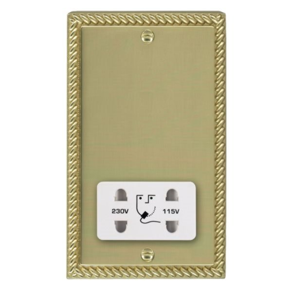 Hamilton 90SHSW Cheriton Georgian Polished Brass Dual Voltage Shaver Socket with White Insert