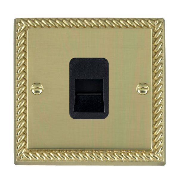 Hamilton 90TCMB Cheriton Georgian Polished Brass 1 Gang Telephone Master Socket with Black Insert