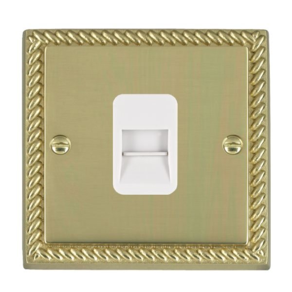 Hamilton 90TCSW Cheriton Georgian Polished Brass 1 Gang Telephone Slave Socket with White Insert