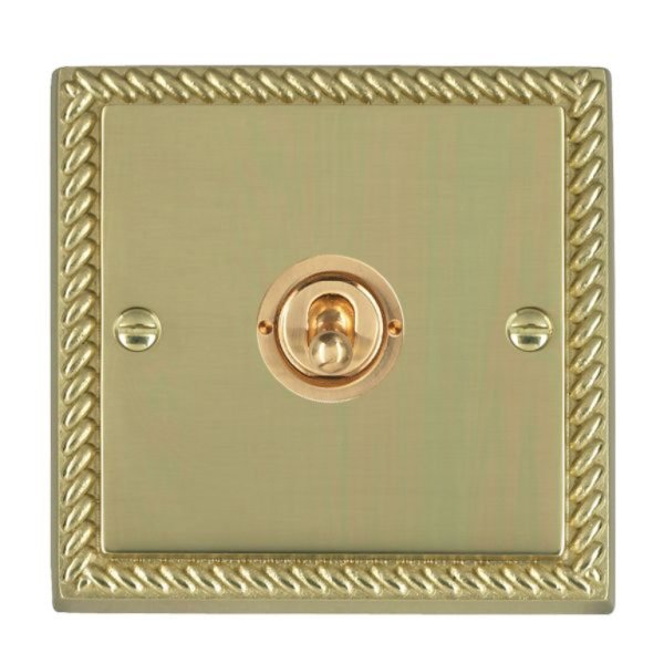 Hamilton 90TDP Cheriton Georgian Polished Brass 1 Gang 20AX Double Pole Toggle Switch with Polished Brass Toggle