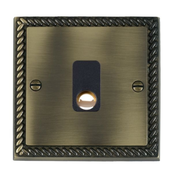 Hamilton 91COB Cheriton Georgian Antique Brass 20A Cable Outlet with Black Insert