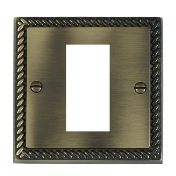 Hamilton 91EURO1 Cheriton Georgian Antique Brass 1 Module EuroFix 25x50mm Aperture Plate with Grid