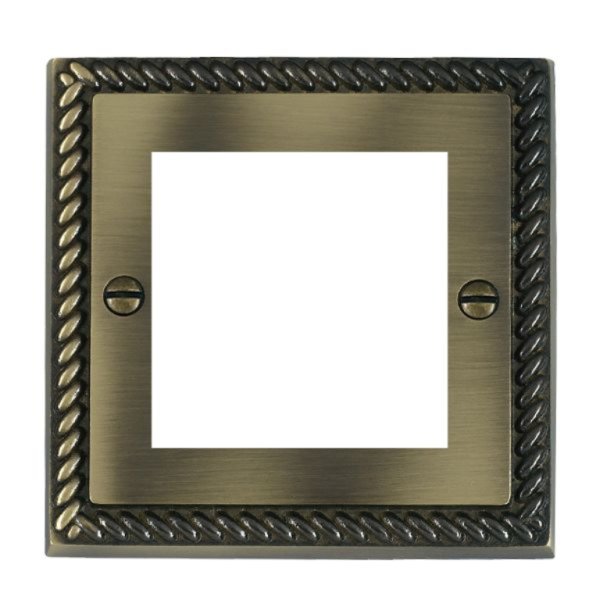 Hamilton 91EURO2 Cheriton Georgian Antique Brass 2 Module EuroFix 50x50mm Aperture Plate with Grid