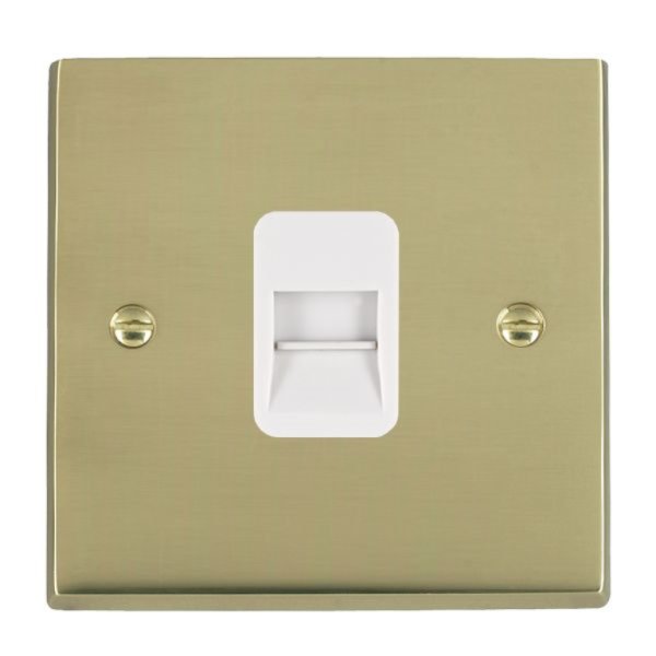 Hamilton 92TCMW Cheriton Victorian Polished Brass 1 Gang Telephone Master Socket with White Insert