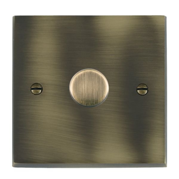 Hamilton 931X2V Cheriton Victorian Antique Brass 1 Gang 200VA 2 Way Push On/Off Rotary Switching Dimmer with Antique Brass Knob