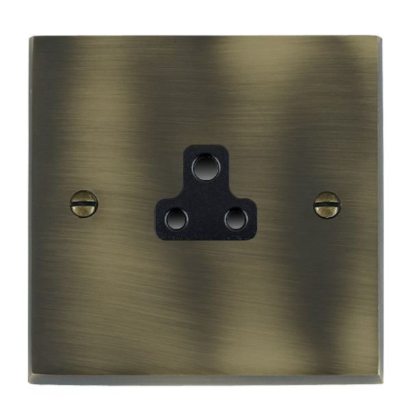 Hamilton 93US2B Cheriton Victorian Antique Brass 1 Gang 2A Unswitched Socket with Black Insert