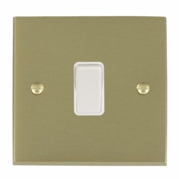 Hamilton 94R31WH-W Cheriton Victorian Satin Brass 1 Gang 10AX Intermediate Switch with White Rocker and White Surround