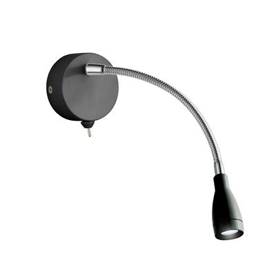 9917BK - FLEXY WALL LED ADJUSTABLE WALL LIGHT - BLACK METAL & CHROME