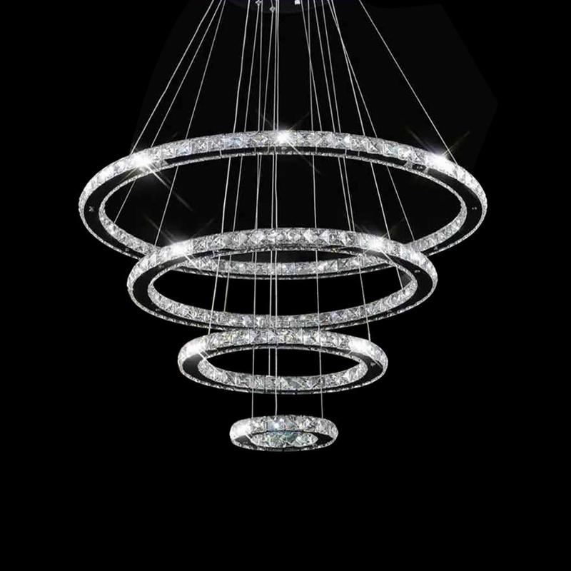 4 Ring Pendant Remote Colour Changing LED Chandelier