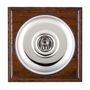 Hamilton BOAPT21BC-B Bloomsbury Ovolo Antique Mahogany 1 Gang 20AX 2 Way Toggle Switch with Bright Chrome Plain Dome and Black Collar