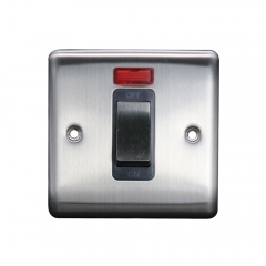 Thrion 1G 45A DP Switch C/W Neon [Brushed Chrome/ Grey Insert]