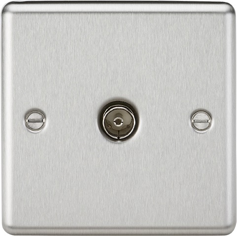 TV Outlet (non-isolated) - Rounded Edge Brushed Chrome