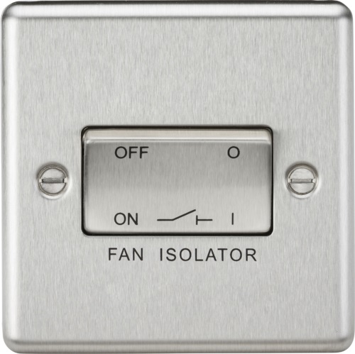 10AX 3 Pole Fan Isolator Switch - Rounded Edge Brushed Chrome